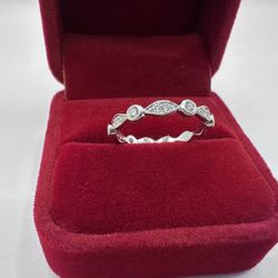 14k White Gold Natural Diamond Band Ring Size 7