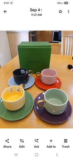 Kate Spade Cups and Saucer 8 piece set