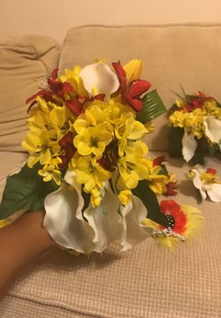 Yellow and Red wedding accessories