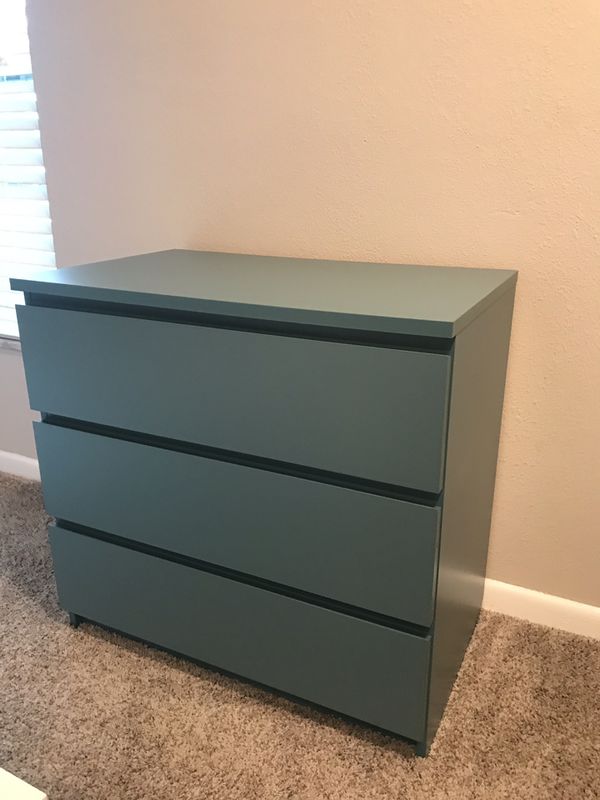 Ikea Malm 3 drawer chest in turquoise blue for Sale in