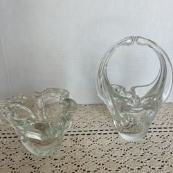 Vintage Murano (?) Glass Basket & Bowl