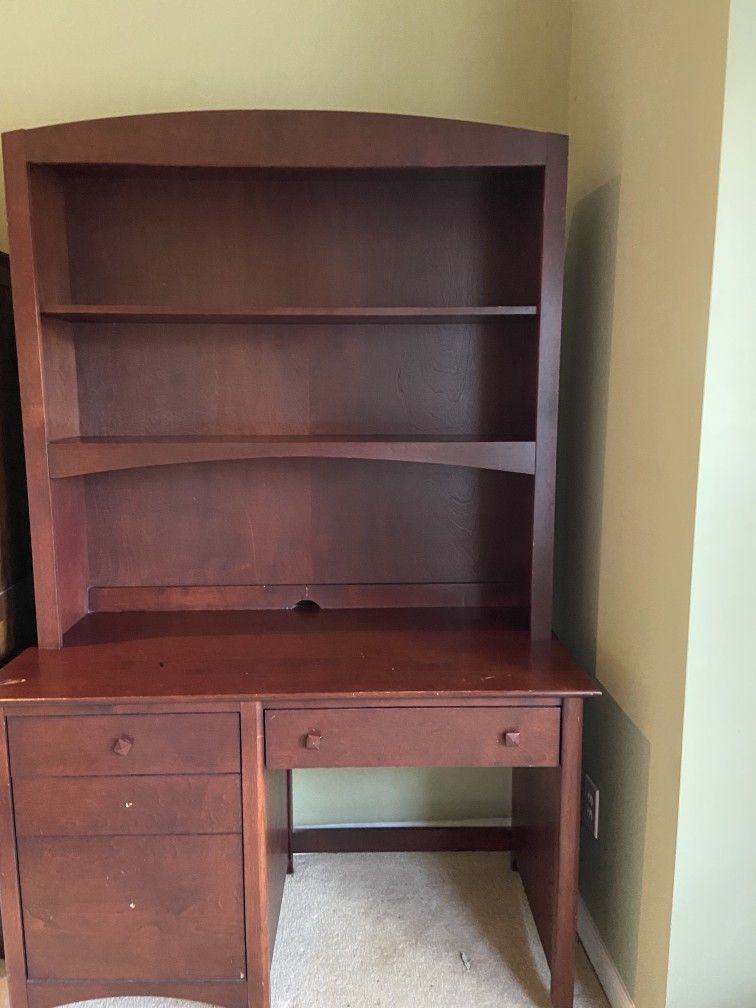 Wood Desk And Hutch