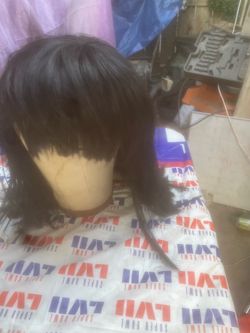 Dark Brown Long Straight Wig with Bangs