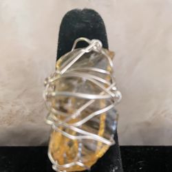 Citrine Silver Wire Wrapped Ring 