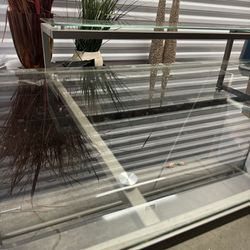 Glass Desk W/ To Shelf 