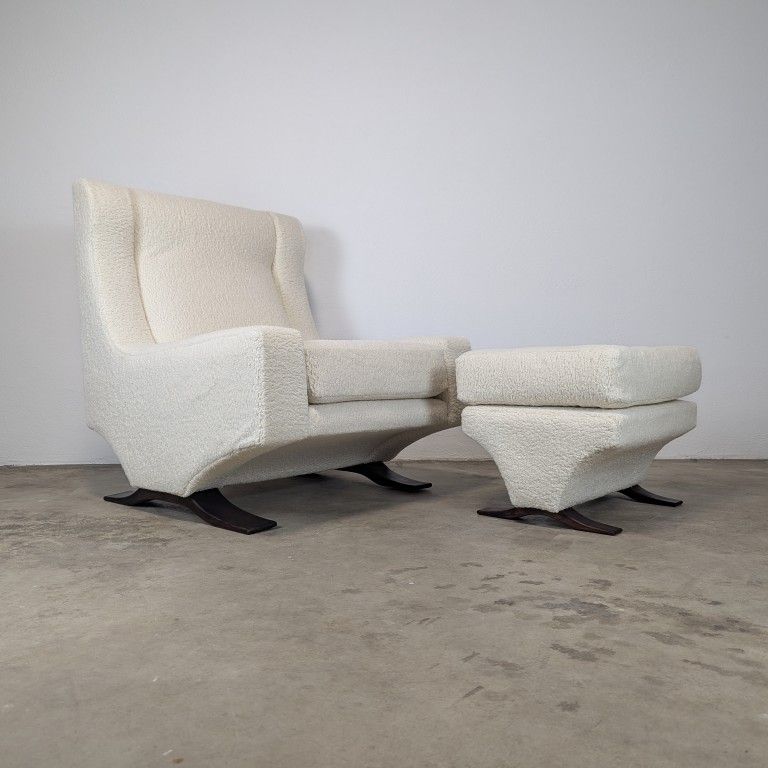 Italian Mid Century Magister Lounge Chair and Ottoman by Franz Sartori for Flexform, c1960s