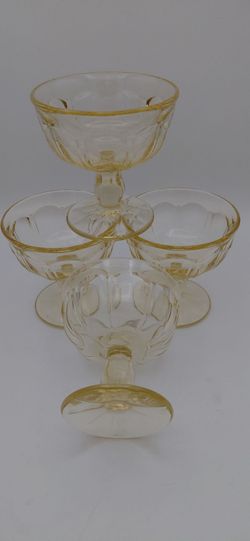 4 Vintage Noritaki Provincial Yellow 8oz  Champagne Coupes/ Sherbets