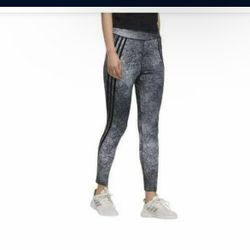 Adidas Aeroready Leggings Small Gray Black 3-Stripe Stretch High Waist