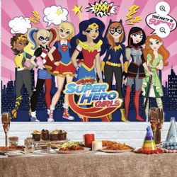 Super girls party backdrop & accessories
