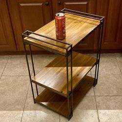 End Table - Nightstand - Shelf — Metal + Wood