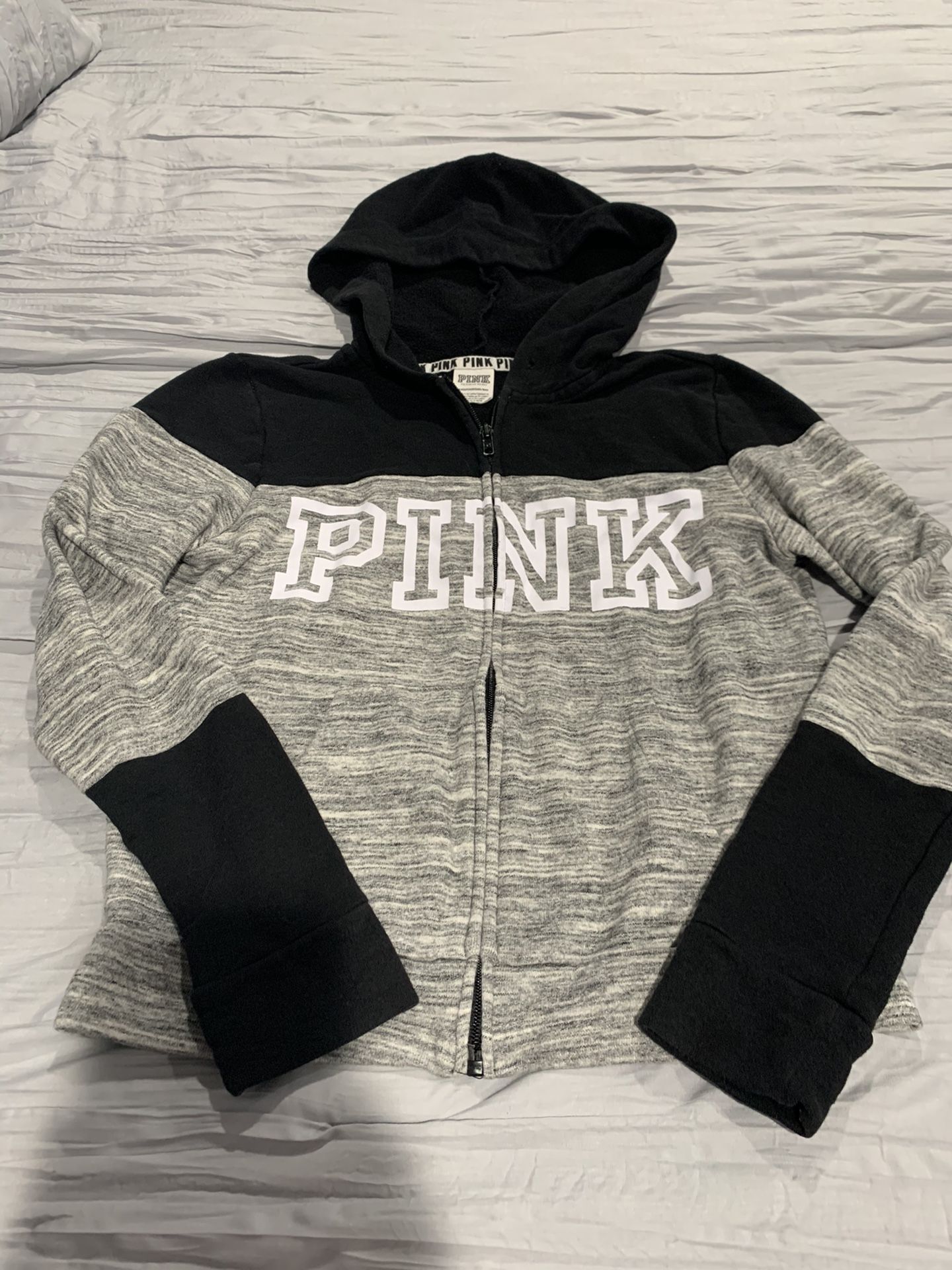 Pink Victoria Secret zipper hoodie. Size XS