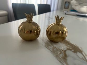 west elm gold pomegranate salt and pepper shakers