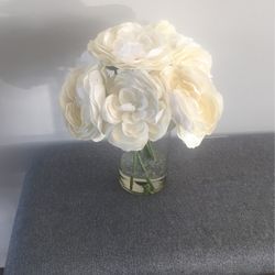 Decorative Flowers In Glass Vase 