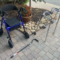 New Mobility Aid Set with 2 Walkers and 1 Cane