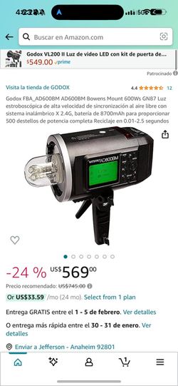 Godox FBA_AD600BM AD600BM Bowens Mount 600Ws GN87 Luz estroboscópica de alta velocidad de sincronización al aire libre con sistema inalámbrico X 2.4G,