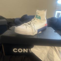 White/Multi colored Converse Sneakers 