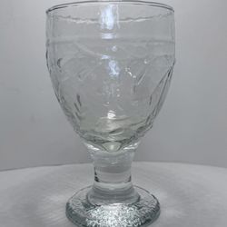 Willow House Tuscan Water Glass Goblet 16 oz Hammered Floral Clear Stemmed