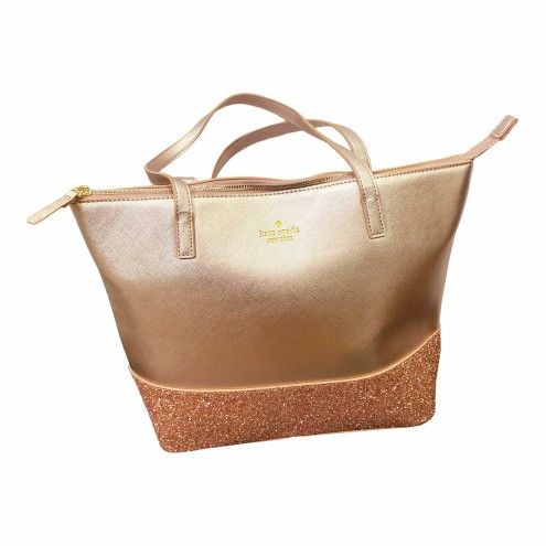 Kate Spade Designer Greta Glittery Rose Gold Sparkle Tote Purse Handbag