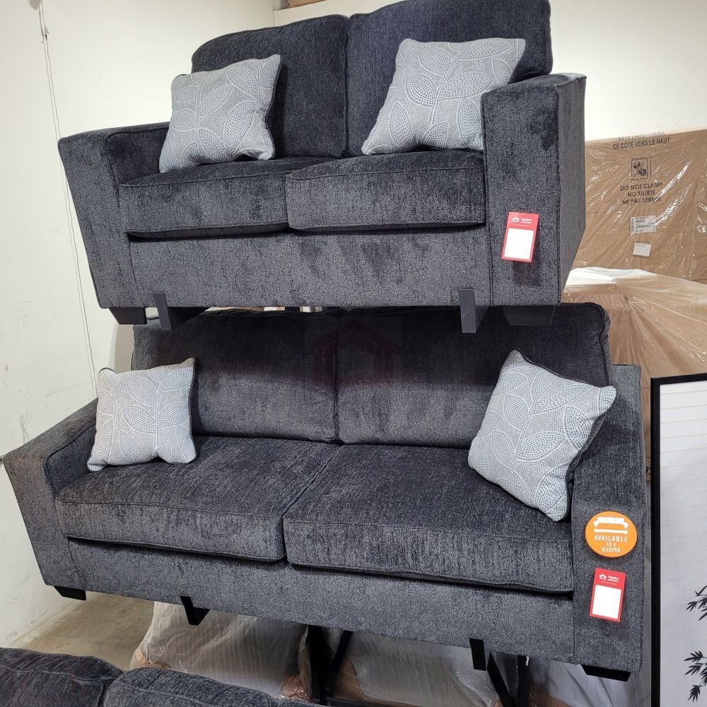 NEW SOFA AND LOVESEAT SLATE COLOR || SKU#ASH87213SLTC