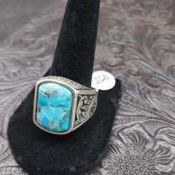 Sterling Silver Turquoise Man Ring S12