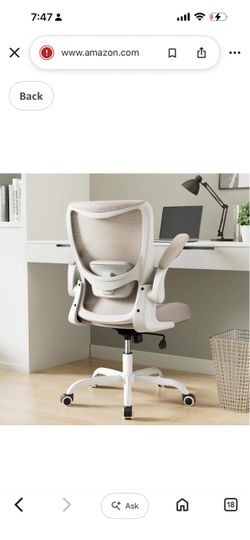 MUXX.STIL Office Chair, Ergonomic Desk Chair with Adjustable Lumbar Support and Flip up Armrest, Breathable Mesh Computer Chair for Home Office, Khaki