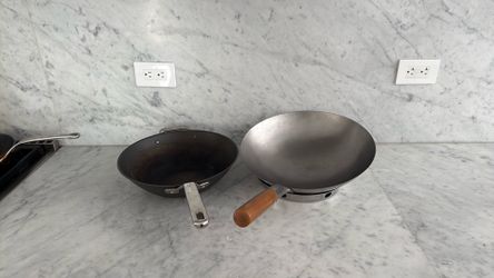 Misen Carbon Steel Wok + Williams Sonoma Carbon Steel Wok