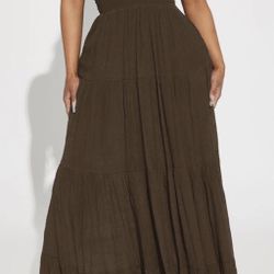 Strapless Maxi Dress | Brown | Size Medium