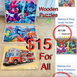 $15 Bundle of Melissa & Doug Woodden puzzles 🧩 2 larger 24 pieces