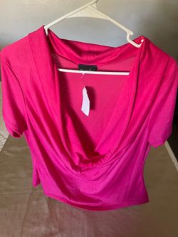 Say Anything Pink Short Sleeve Cowl Neck Top - Size 1X