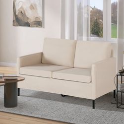 51" W Loveseat Sofa, Modern 2 - Seat Couches with Removable Cover for Living Room, Office, Flaxen