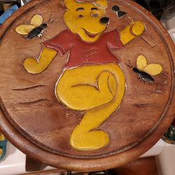 Pooh/ Wood/ Child Size / Stool/ Vintage / Preowned 