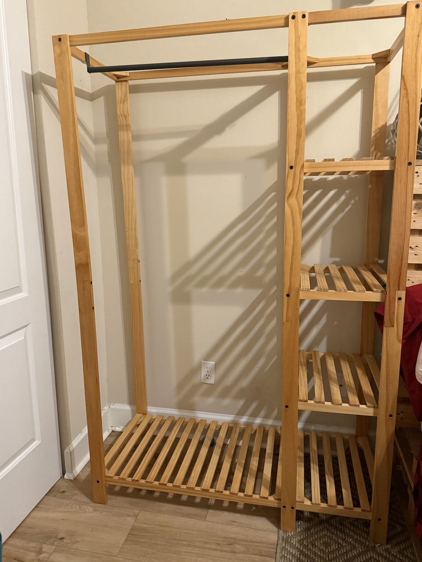 Wood Clothes & Storage Rack