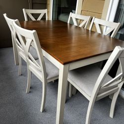 7-Piece Solid Wood Dining Table Set, 60"