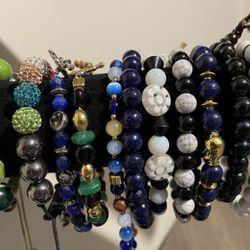assorted stone bracelets