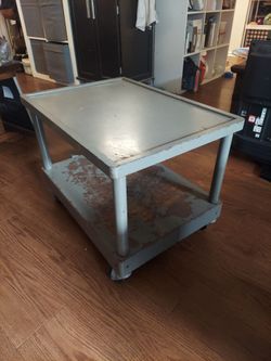 Mid century industrial metal cart w/ wheels