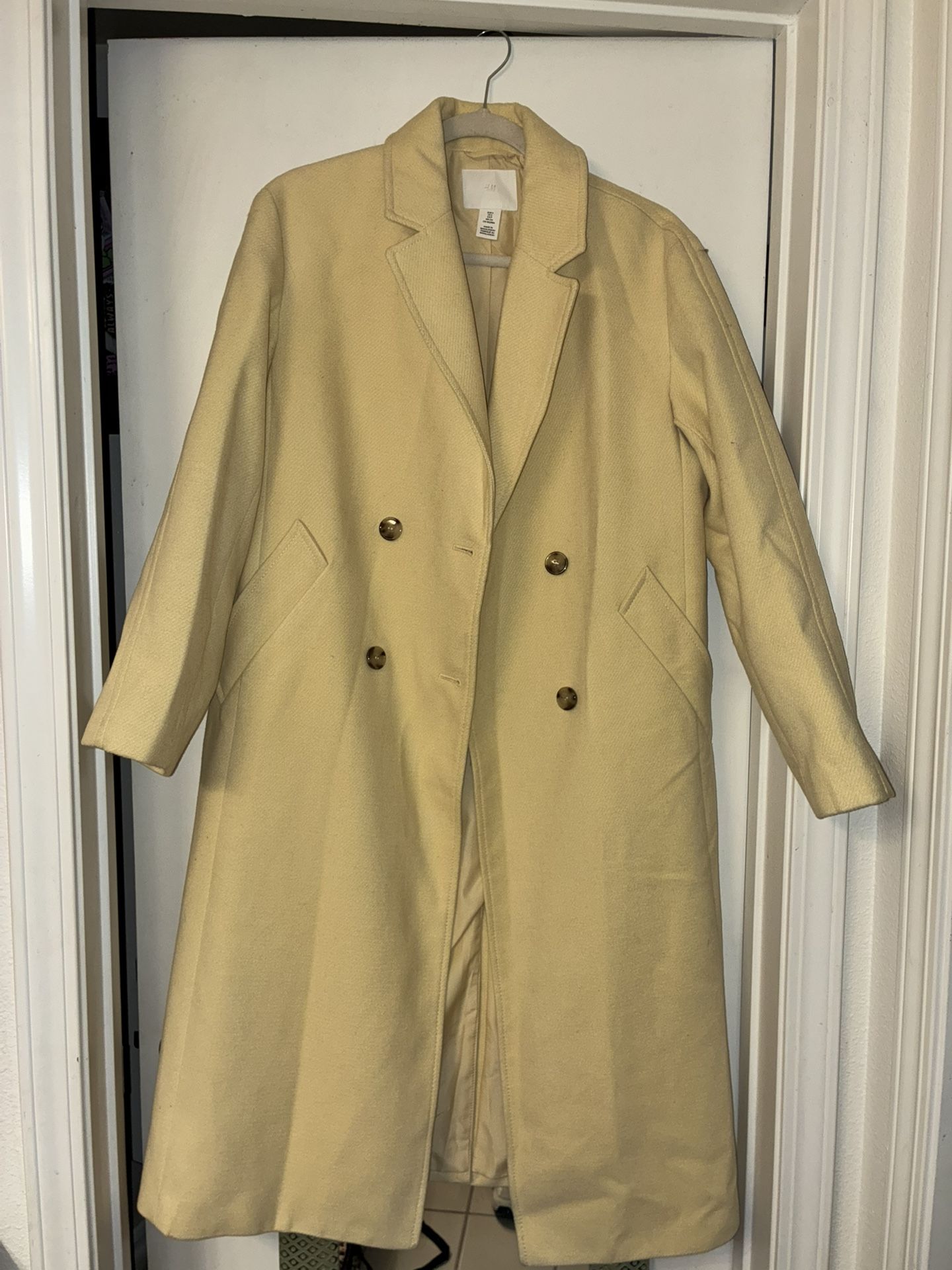 H&M Yellow Wool-Blend Coat(Size: Small)