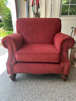 Custom Made Red Rolled Arm Chair