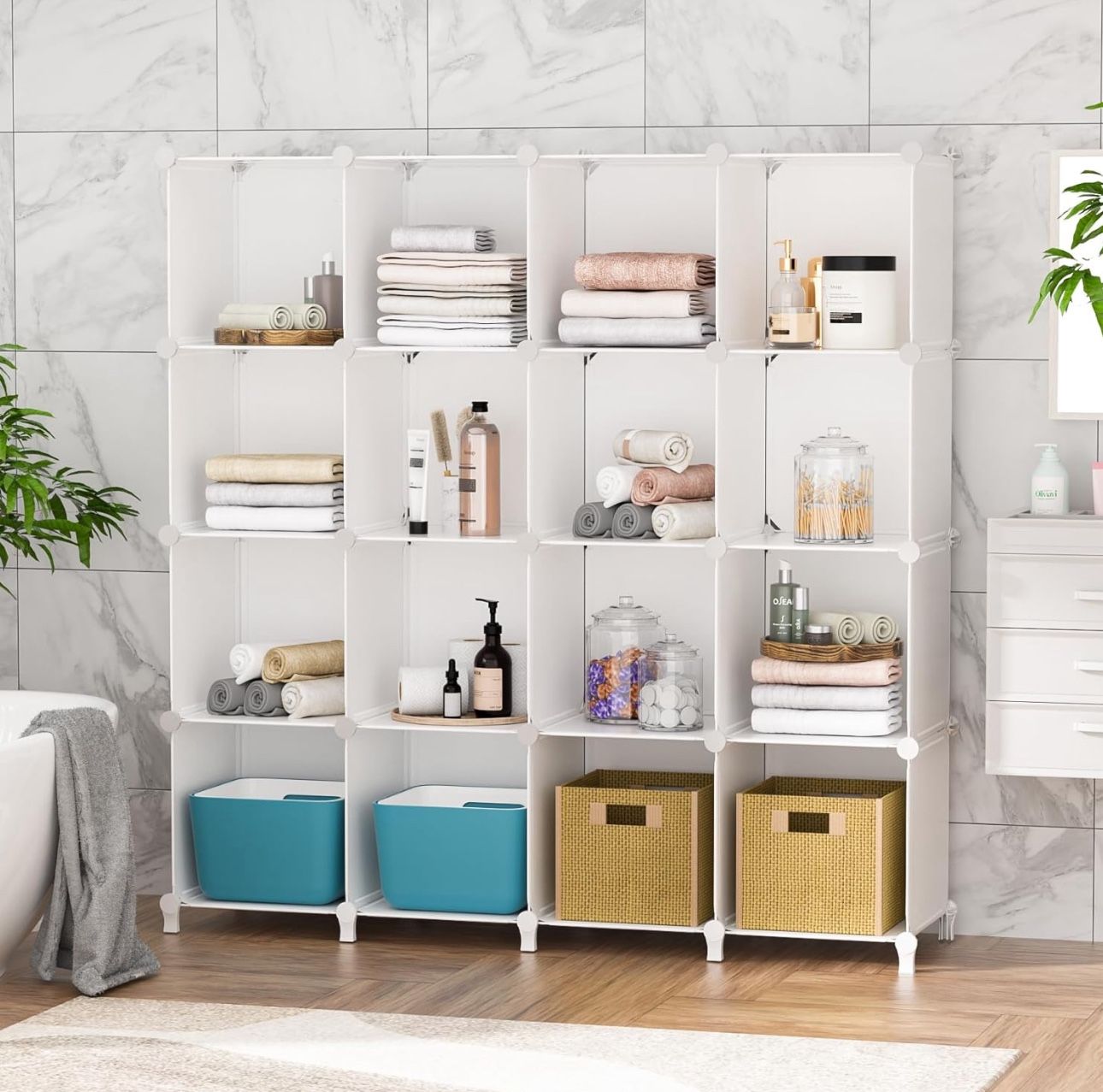 16 Cubby Storage Organizer, Shelf Closet Clothes
