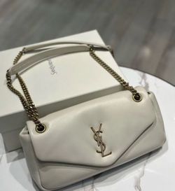 YSL Nolita Small Shoulder Bag in White / Cream Leather with Gold Chain Strap condition 8/10