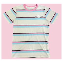Sanrio Cinnamoroll Striped T-shirt Blue & Pink Striped Pastel Accents Large 