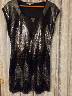 Black Sequin Mini Dress Size L