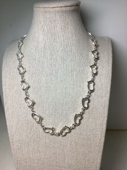 Silver Tone Heart Toggle Necklace
