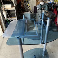 Glass 2-tier Corner Desk
