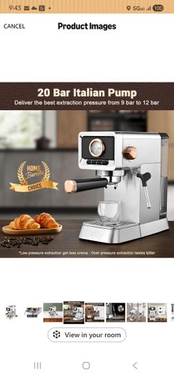 Mecity 20 Bar Espresso Machine with Milk Frother, Brushed Stainless Steel Shell, 37 fl.Oz Water Reservoir, Coffee Maker For Espresso, Latte, Mocha, Am