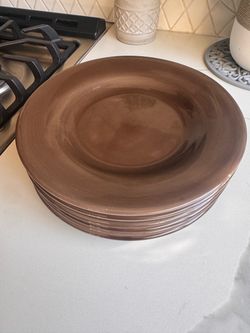 Brown Ceramic Dinner Plates Set