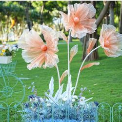 Giant Flowers for Decoration,Wedding Reception Essential Decoration,5.6 Ft Big Artificial Silk Flower with Stems and Stands,Party Banquet Background D