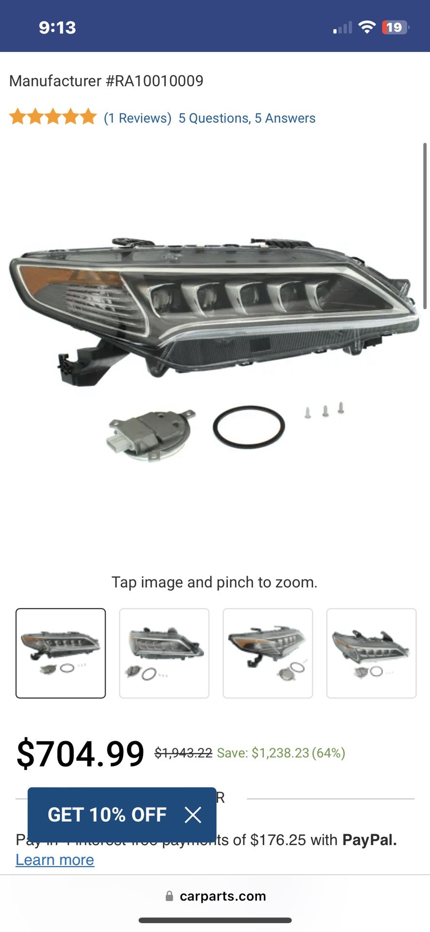 Acura TLX Headlight