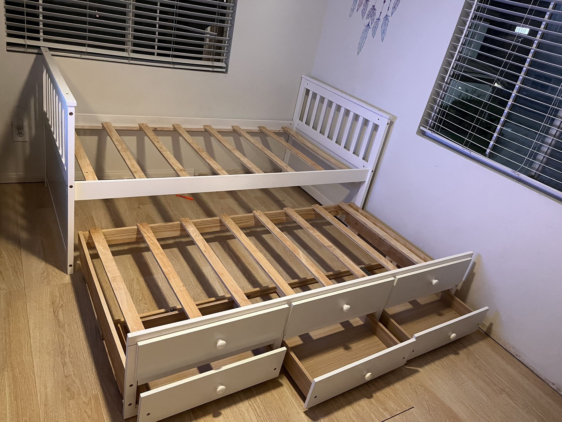 Twin Bed With Under Bed And Drawers $50