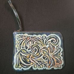 Patricia Nash Cassini Burnished Tooled Leather Wristlet 