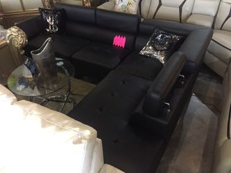 Black Adjustable Headrests Sectional!